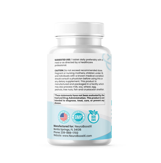 NeuroBoostX B12 Ultra+ 5000mcg vitamin B12 bottle – left side view